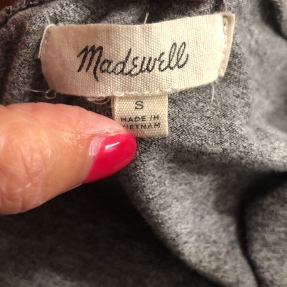 Madewell Gray Scoop Neck Tee W/Colorful Squares S - Picture 8 of 9